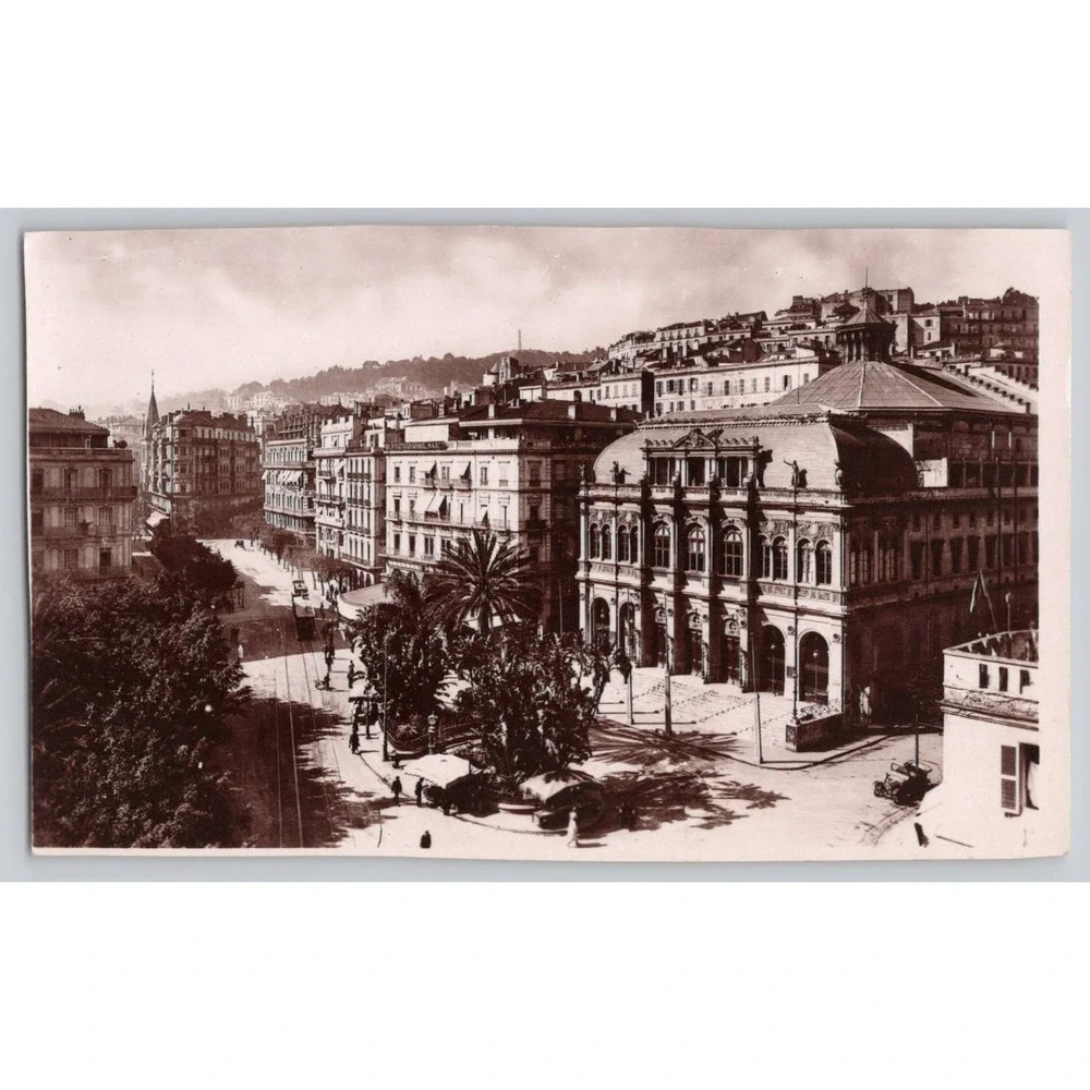 Bresson Square Municipal Theater Algiers Algeria French Colonial‎ c1930s RPPC